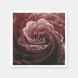 Romantiska röda ros burgunder röda brölloppsservet pappersservett