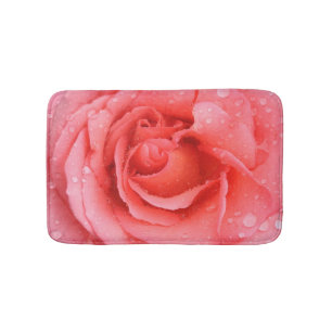Romantiska röda rosa ros vatten droppar badrumsmatta
