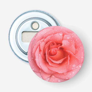 Romantiska röda rosa ros vatten droppar flasköppnare