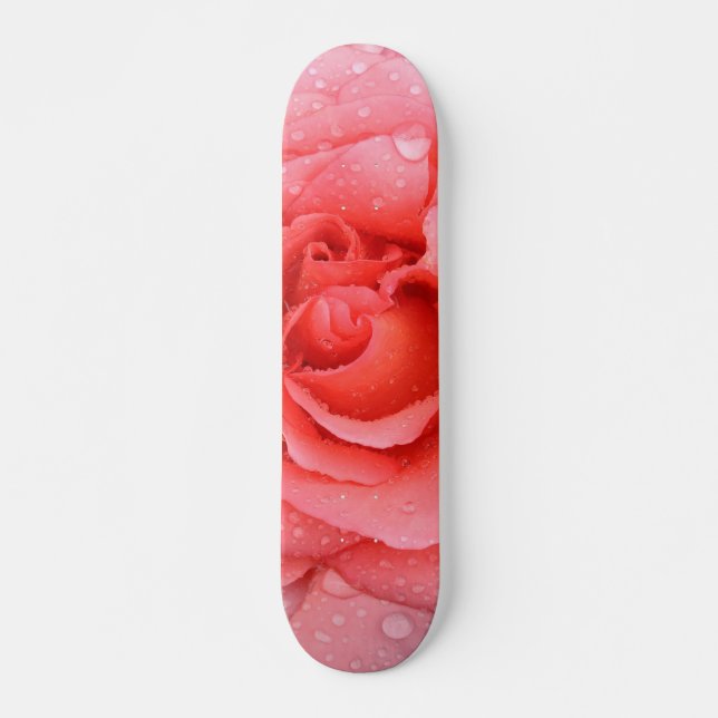 Romantiska röda rosa rosenvattendroppar mini skateboard bräda 18,7 cm (Framsida)