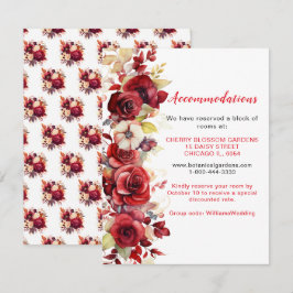 Romantiska röda rosor Blommig bröllopsinbjudan Tilläggskort