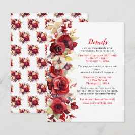 Romantiska röda rosor Blommiga bröllopsdetaljer Tilläggskort