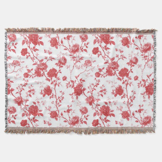 Romantiska röda rosor blomster filt (Framsidan)