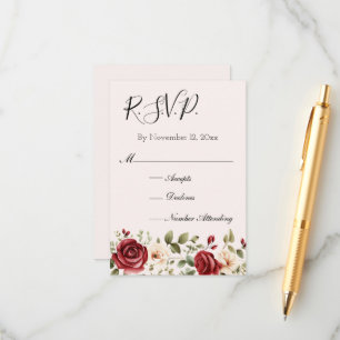 Romantiska röda rosor Rodnad Rosa Bröllop RSVP Tilläggskort