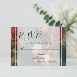 Romantiska röda vita blommor Bröllop RSVP Tilläggskort