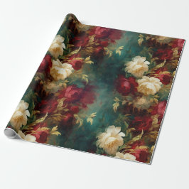 Romantiska röda vita blommor brud shower bröllop presentpapper