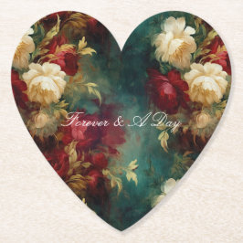 Romantiska röda vita blommor brud shower bröllop underlägg papper