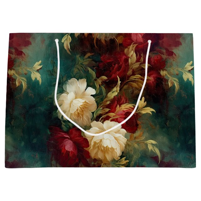 Romantiska röda vita blommor brudslöja bröllop (Framsidan)