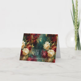 Romantiska röda vita blommor tack kort