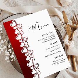 Romantiska rödhjärter Swirls Valentine Day Helgdag Meny