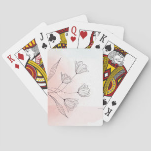 Romantiska Rosa Akvarell Blommiga Poker Kortspel Casinokort