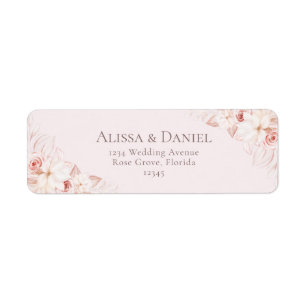 Romantiska Rosa Blommiga Adressetiketter Returadress Etikett