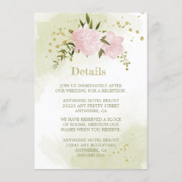 romantiska rosa blommor grönska detaljer tilläggskort