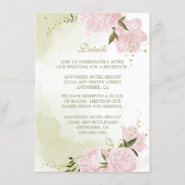 romantiska rosa blommor grönska detaljer tilläggskort