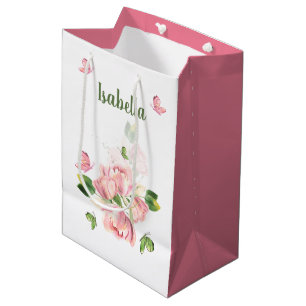 Romantiska rosa blommor grönska fjärilar