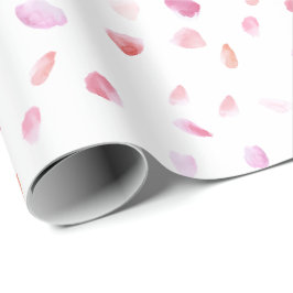 Romantiska rosa fersken rosblad Blommig bröllopssh Presentpapper