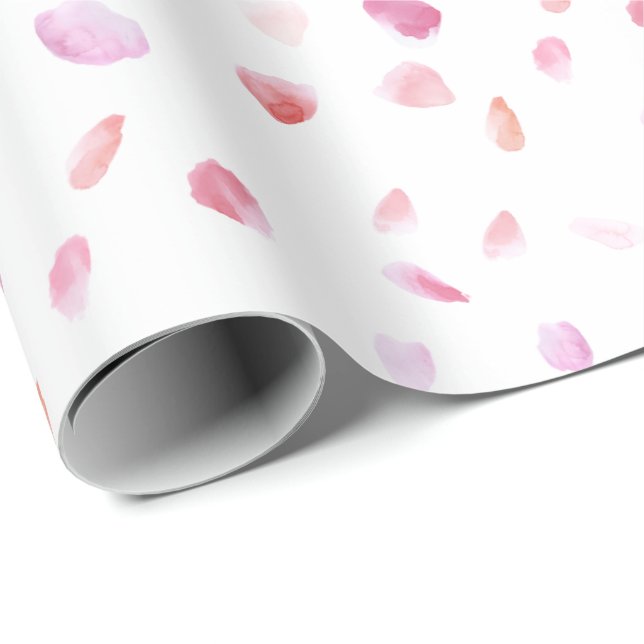 Romantiska rosa fersken rosblad Blommig bröllopssh Presentpapper (Rullad Hörn)