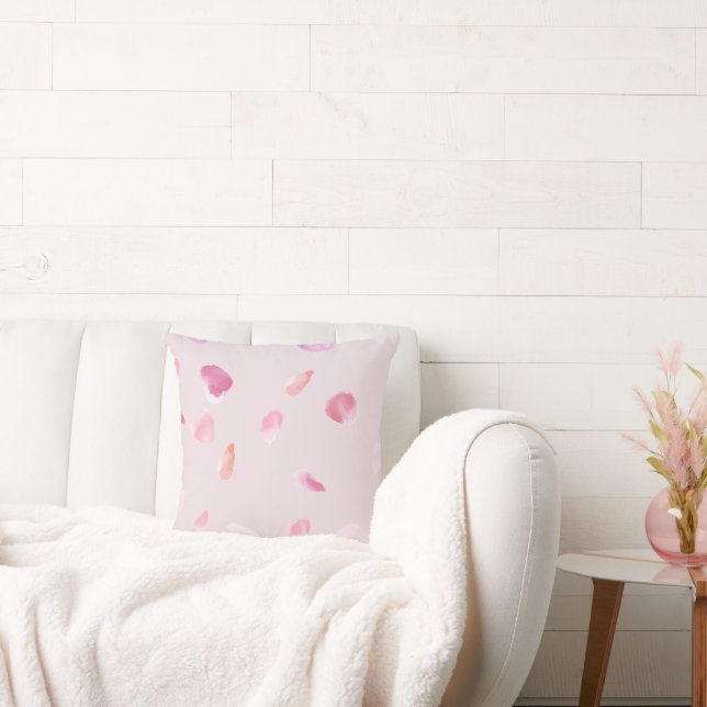 Romantiska rosa ferskenrosblad  kudde (Soffa)