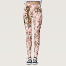 Romantiska rosa gingham blommiga spetsleggings