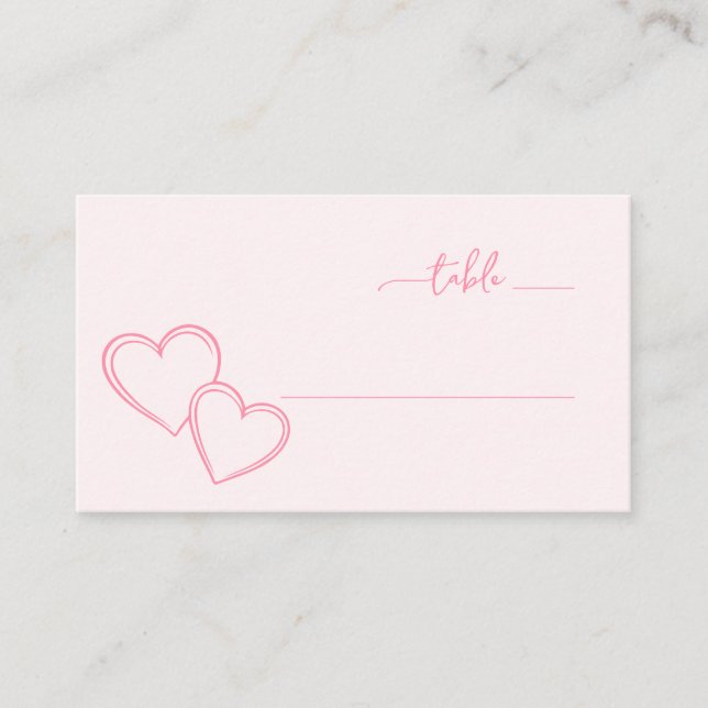 Romantiska Rosa Hjärtan Placeringskort (Framsida)