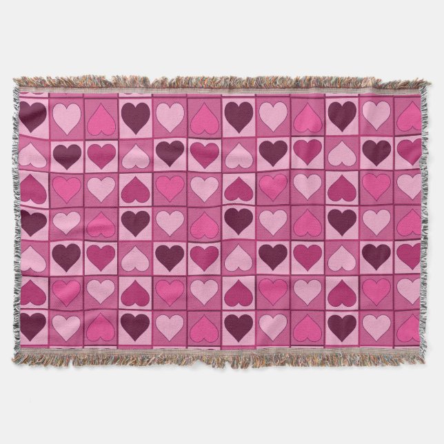 Romantiska rosa hjärtor upp och ner filt (Framsidan)