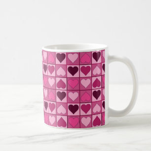 Romantiska rosa hjärtor upp och ner kaffemugg