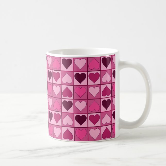 Romantiska rosa hjärtor upp och ner kaffemugg (Höger)