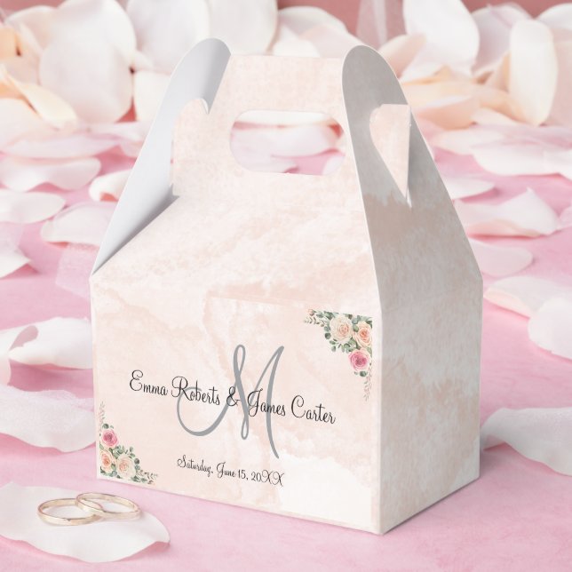 Romantiska Rosa Krämfärgade Bröllopspresentförpack Presentaskar (Bröllop)