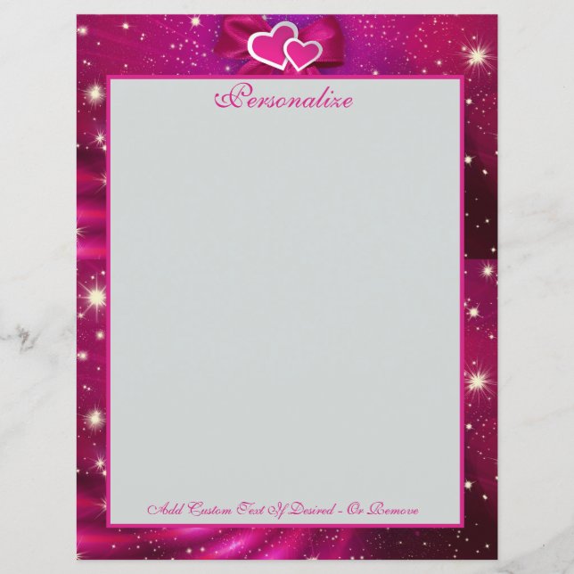 Romantiska Rosa- och Lila Hearts, Bows & Stars (Framsida)