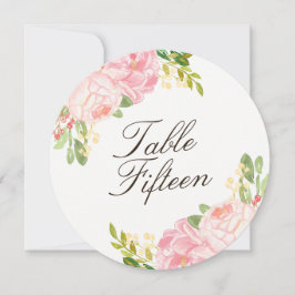 Romantiska rosa peonier runda bord nummerkort inbjudningar