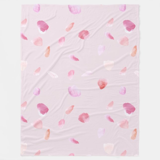 Romantiska rosa persikorosblad  fleecefilt (Framsidan)