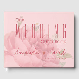 Romantiska Rosa ros Bröllop Gästböcker