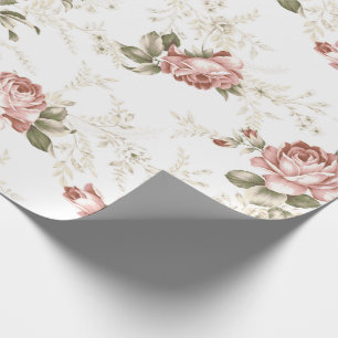 Romantiska Rosa ros - vit bakgrund Presentpapper
