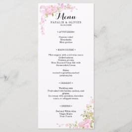 Romantiska Rosa Rosa Akvarell Rosor Chic Bröllop Meny