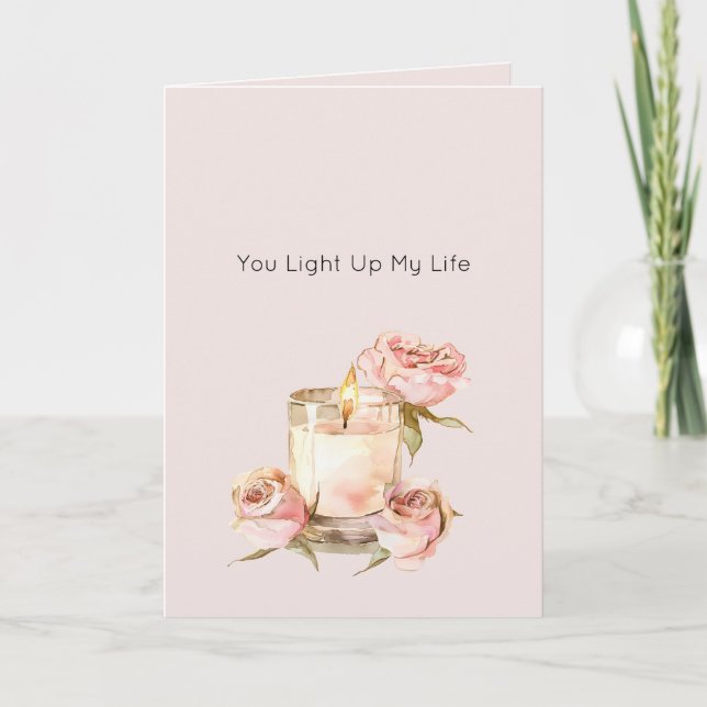 Romantiska Rosa Rosblad Ljus Kärlek Kort (Framsida)