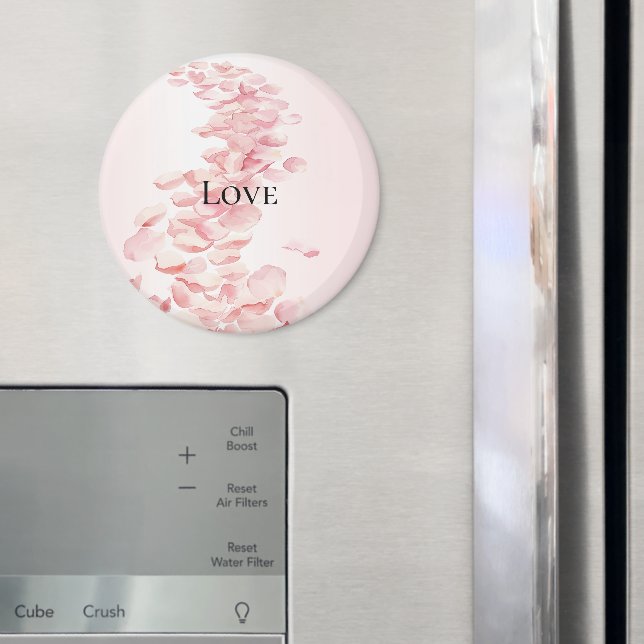 Romantiska rosa rosblad magnet (In Situ (Fridge))
