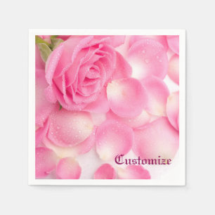 Romantiska rosa rosenblad servetter