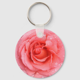 Romantiska rosa rosendroppar nyckelring