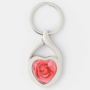 Romantiska Rosa Rosenvattendroppar Twisted Heart Silverfärgad Nyckelring