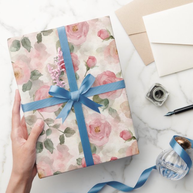 Romantiska rosa rosor bröllopsdusch presentpapper (Gifting)