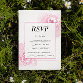 Romantiska Rosa Rosor Bröllopssvarskort RSVP OSA Kort