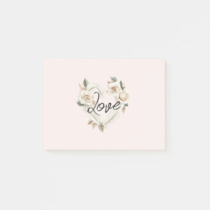 Romantiska Rosa Rosor Fjädrar Hjärta Kärlek Post-it Block
