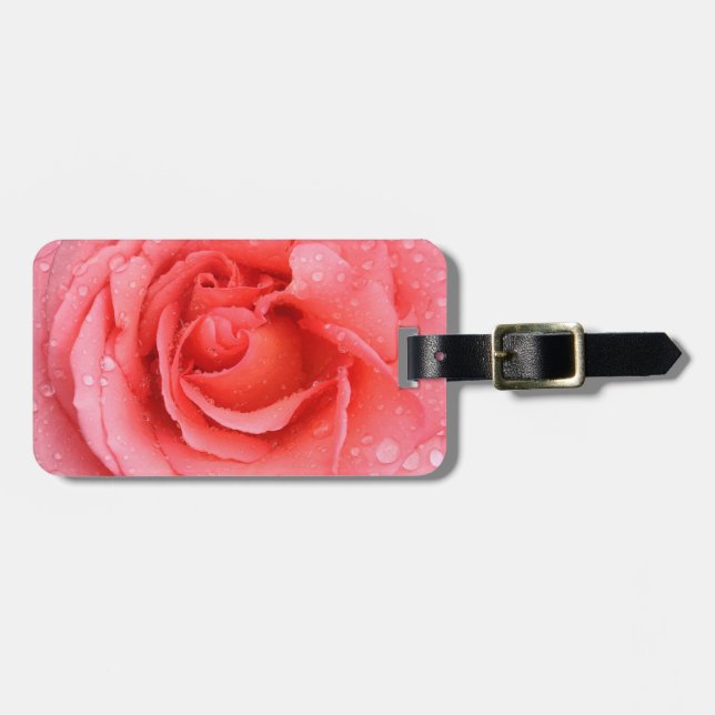 Romantiska Rosa Rosvatten Droppar Bagagebricka (Horisontell Framsida)