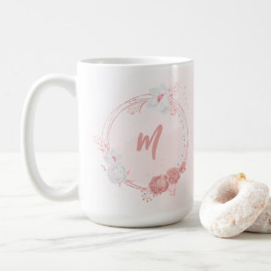 romantiska rosa & vita blommor kaffemugg