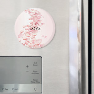 Romantiska rosablommiga kronblad magnet