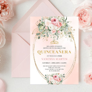 Romantiska rosenskugga rosor bohemisk Quinceañera- Inbjudningar