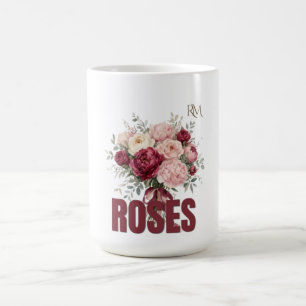 Romantiska Rosor Blommig Bukett Elegant Blomdesign Magisk Mugg