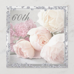 Romantiska Rosor & Diamanter 60-årsfirande Inbjudningar