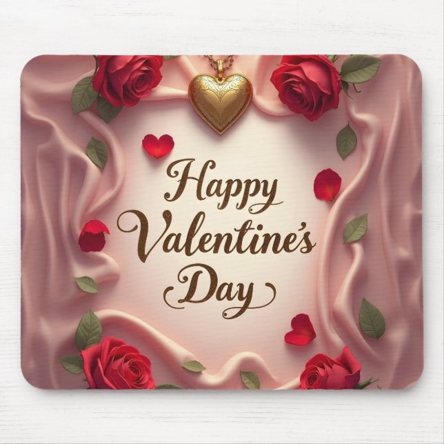 Romantiska rosor & hjärtans valentindesign musmatta (Framsidan)