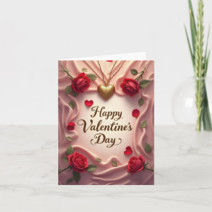 Romantiska rosor & hjärtans valentindesign tack kort